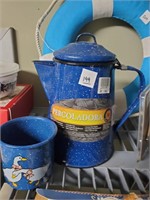 Blue Agate Coffee Pot & Mug