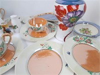 20pc Misc Hand Painted Plates,S&P Shakers,Vase,