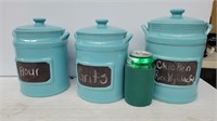 Chalkboard canisters 1 chipped