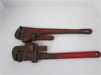 Two Vintage 18" Pipe Wrenches