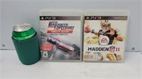 Ps3 games Madden 11 & need for speed rivals