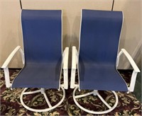 Blue & White Swivel Base Patio Chairs (2)