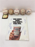 Mixed lot of autographed baseballs & program