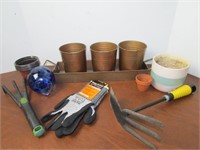 Lot of Various Gardening Supplies, Tools, Copper