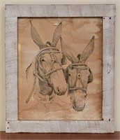 B. Shields Rustic Donkey Drawing Print