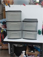 Sterilite three drawer and two drawer storage