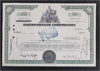 Harnischfeger Corporation 100 Share Stock