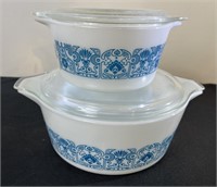 Rare Pyrex Horizon Blue Casserole Dish Set