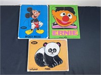 Playskool & Jaymar Mickey, Ernie, Panda Puzzles