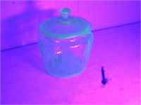 Tobacco Jar with Lid, Glowing Green Depression