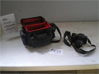 Camera with Bag, Nikon F 601 Film Camera, Lens