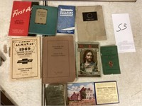 Lot of Ephemera Paper goods.  1969 Almanac, 1944