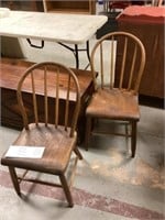 2 Oak Plank Bottom Chairs