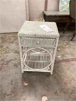 Square top 1 Drawer Wicker Stand