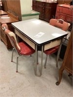 Black and White Enamel Top Table w/ Pull put