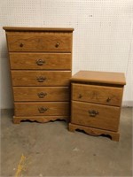 Five Drawer Chest and Nightstand