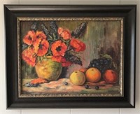 Beautiful Antique Floral Still Life Oil Painting