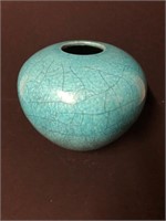 Signed Blue Pottery Vase