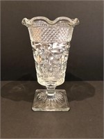 Elegant Footed Cut Glass Vase 11"
