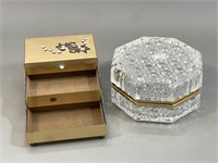 Lot: Metal and Hinged Glass Jewelry/ Trinket Boxes
