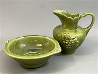 Unmarked Small Pitcher and Basin w/Grape Design