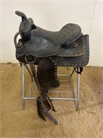 Studded Leather Western Saddle
