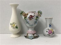 Three Small Floral Vases