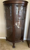 Leaded glass round glass curio cabinet - FL