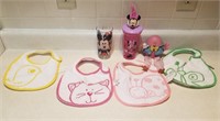 Disney Cups, 4 Bibs, etc