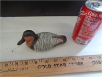 CARVED WOOD DUCK W GLASS EYES