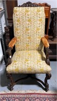 French Carved Walnut Arm Chair