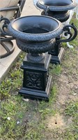 Two Pc Cast Iron Planter on Base