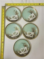 Vintage Lot Flying Geese Plates Gold Plated Jewel