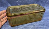 Vintage Federal Glass amber loaf refrigerator dish