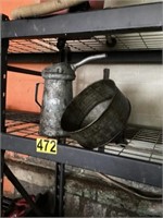 Galvanized Oil Can and Funnel