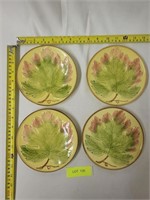 German Hand Painted Leaf Plates Lot of 4