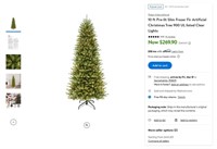 W3815 10' Pre-lit Slim Fir Christmas Tree