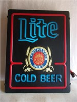 Lite Cold Beer Neon Look Lighted Sign