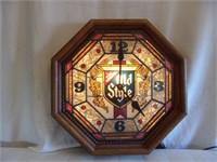 Vintage Old Style "Stain Glass" Lighted Clock
