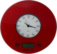 iFresh Digital Kitchen Scale with Quartz Clock-Red