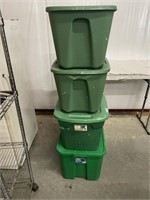 Storag bins (1-18 gal., 3-20 gal.) w/lids