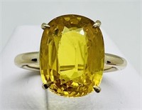 14k Yellow Gold 7.56 ct Yellow Sapphire Ring