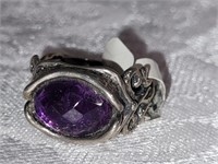Amethyst silver ring size 7 stamped 925