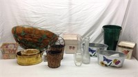 F5). HUGE LOT OF METAL/TIN/CERAMIC BASKETS, 3