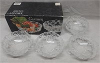 C7) 4 Vintage Mikasa Carmen Crystal Fruit Bowls