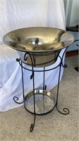 F7)  Large silver basin with decorative stand.