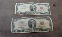 (2) 1953 $2 Red Seal Bills