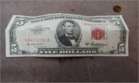 1953A $5 Red Seal Bill