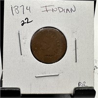 1874 INDIAN HEAD PENNY CENT