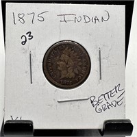 1875 INDIAN HEAD PENNY CENT BETTER GRADE